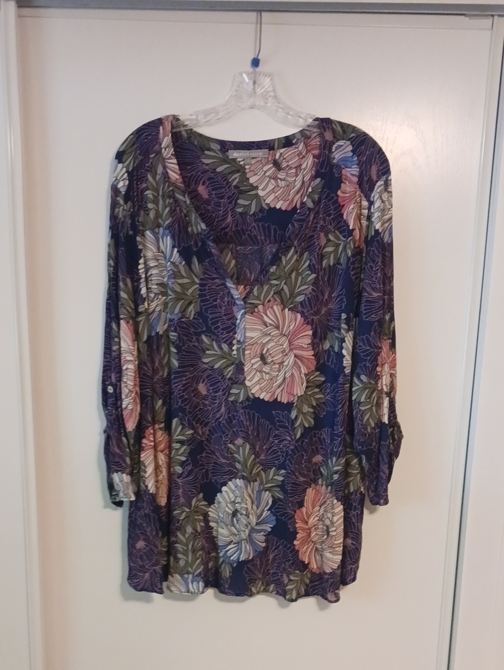 Daniel Rainn Navy Floral V-Neck Tunic